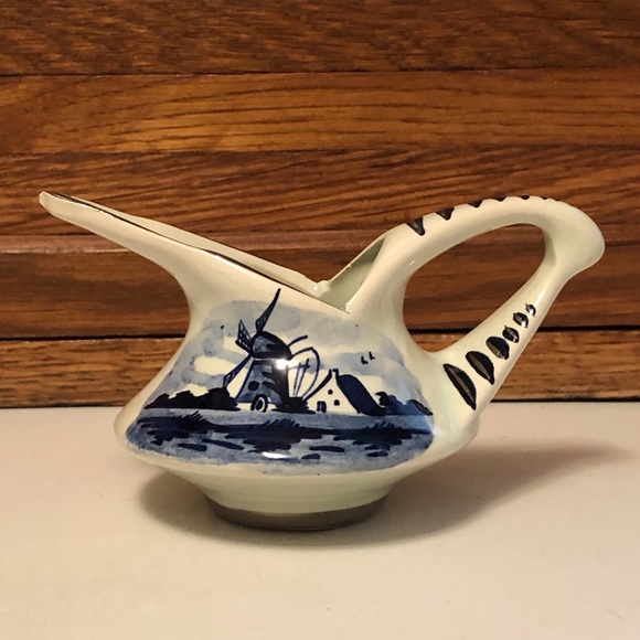 Vintage Small Delft Hand Painted Cream Pitcher